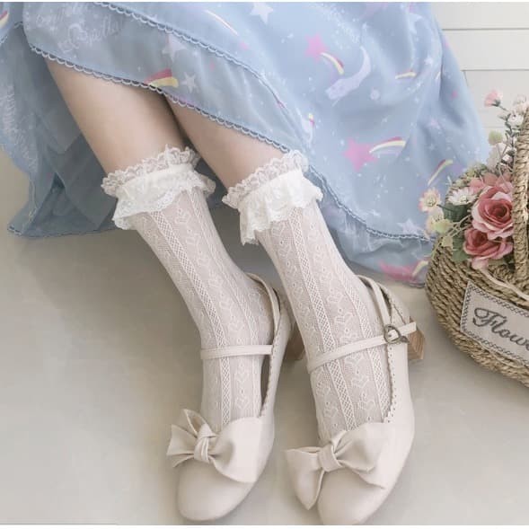 KAOS KAKI WANITA LOLITA GOTHIC VINTAGE COSPLAY JEPANG KK-25