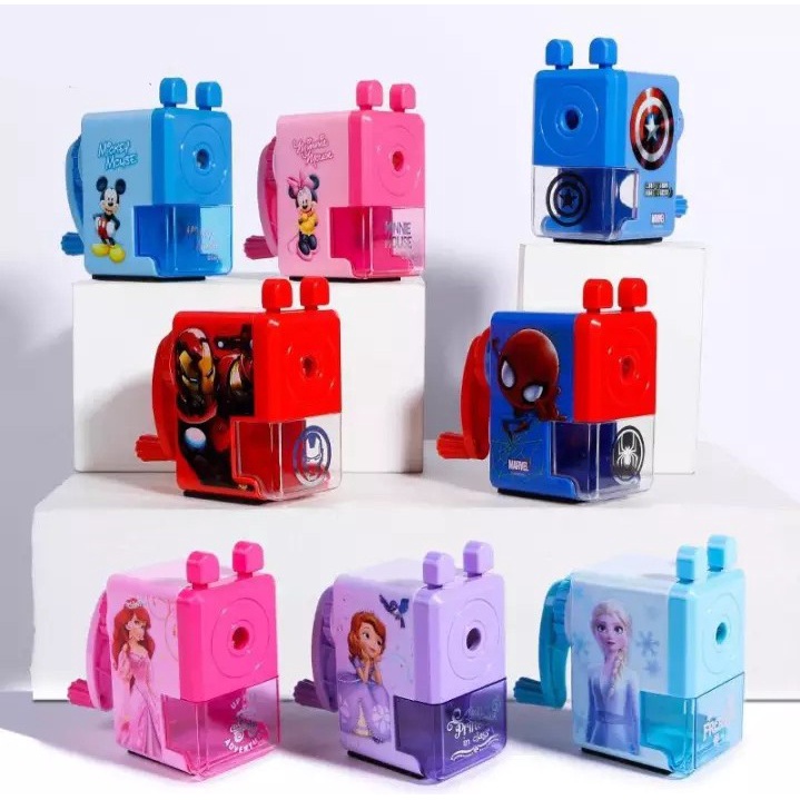 

Sharpener Rautan Putar Serutan Putar Pensil Mickey Frozen Superhero Anti Slip