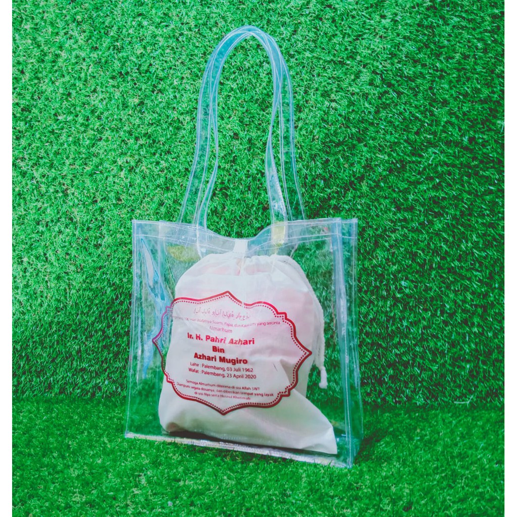 paket Tas mika sablon +isi pouch blacu