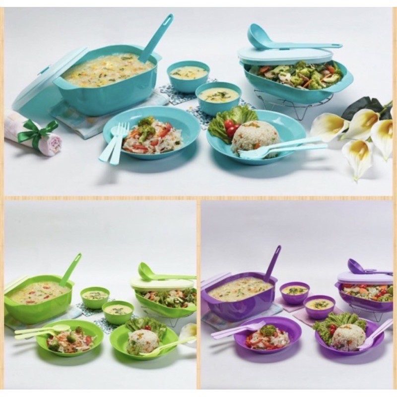 jasmine serving set of 8 prasmanan set piring mangkok