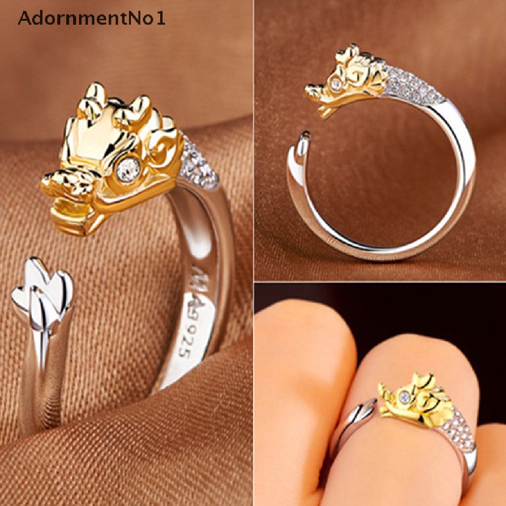 (AdornmentNo1) Cincin Motif Kelinci / Babi / Naga / Kuda / Monyet / Ular / Domba / Anjing Aksen Kristal Untuk Perhiasan Wanita