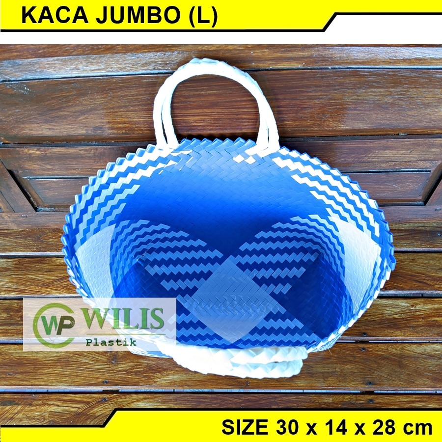 Tas Anyaman Plastik Kaca Jumbo (L) / Tas Anyam  Keranjang Belanja / Tas Bingkisan Hampers Parcel