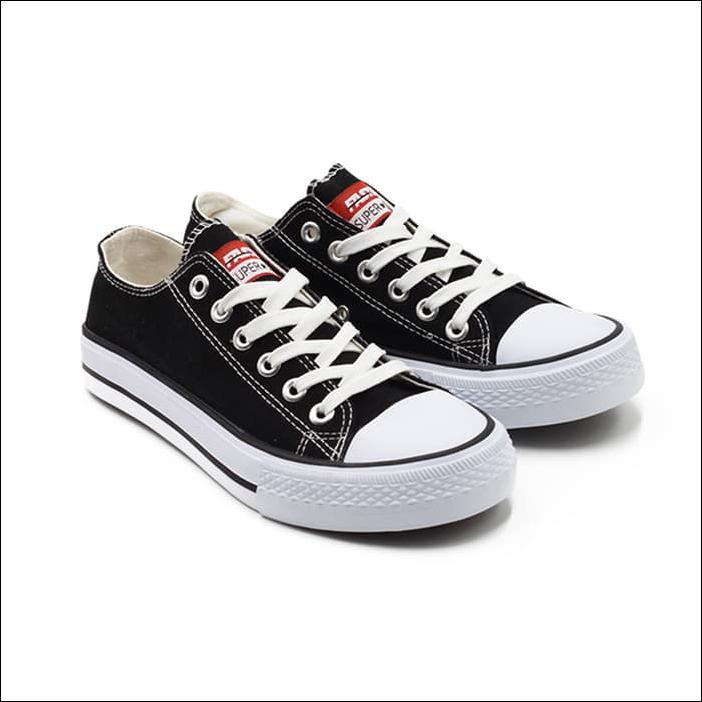 FASTER SEPATU SNEAKERS CASUAL KANVAS WANITA 1603-03 7 WARNA - HITAM, 36