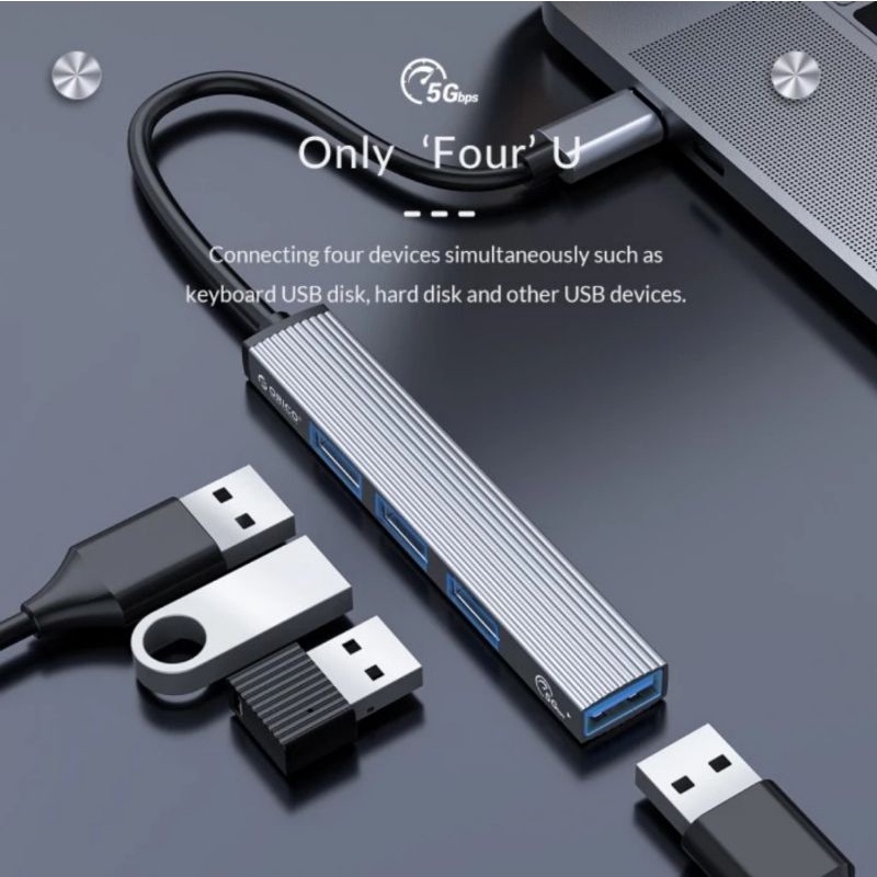 Orico USB HUB &amp; Type-C HUB 4 Ports USB 3.0 AH 13 Grey
