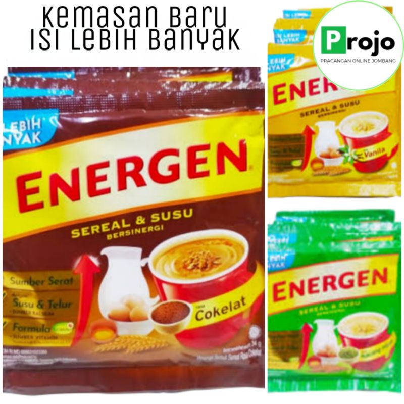 

Energen Sereal Rasa Cokelat, Vanilla, dan Kacang Hijau Renceng