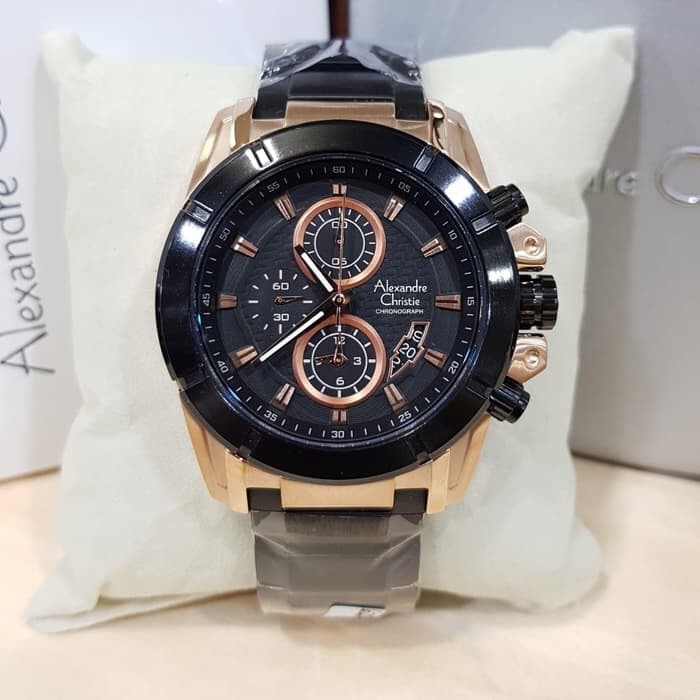 TERMURAH  ALEXANDRE CHRISTIE AC 6226 Black Rosegold Pria