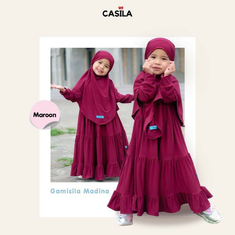 Gamisila Madina size 4thn,5thn,6thn,7thn,11thn I gamis anak by casila