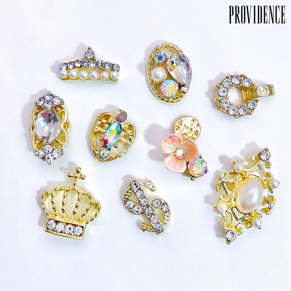 Providence 10pcs / Kantong Berlian Imitasi 3d Aneka Bentuk Bahan Alloy Untuk Dekorasi Nail Art / Manicure Diy