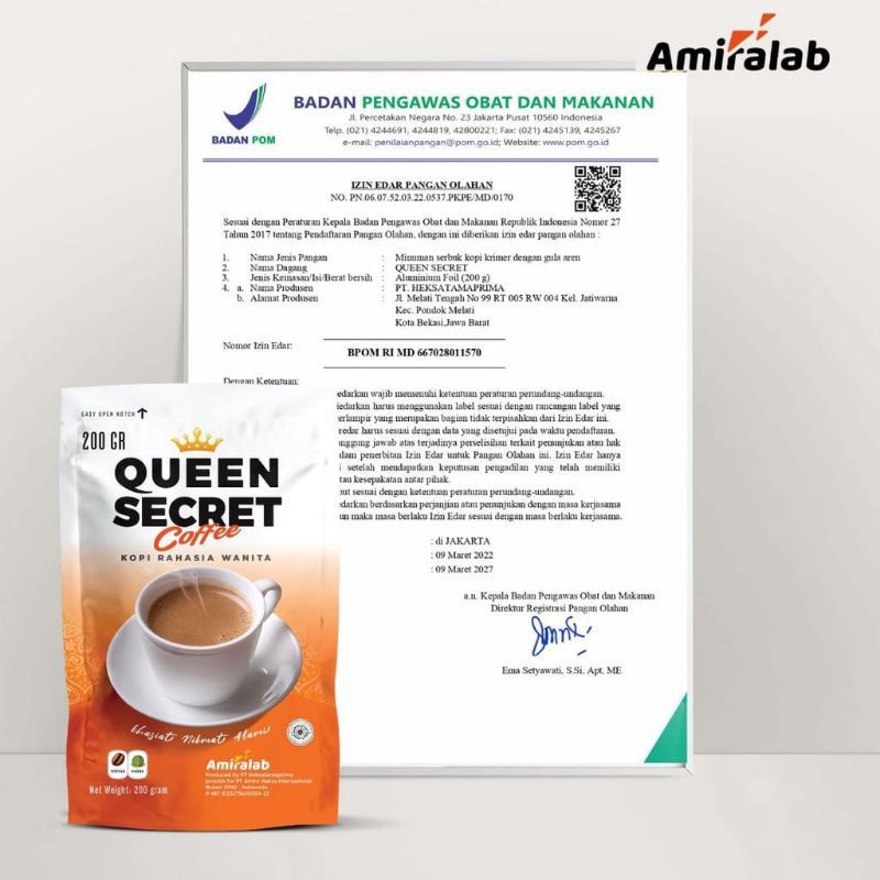 ( PAKET 2 PCS )Queen secret coffee kopi melancarkan haid by Amiralab