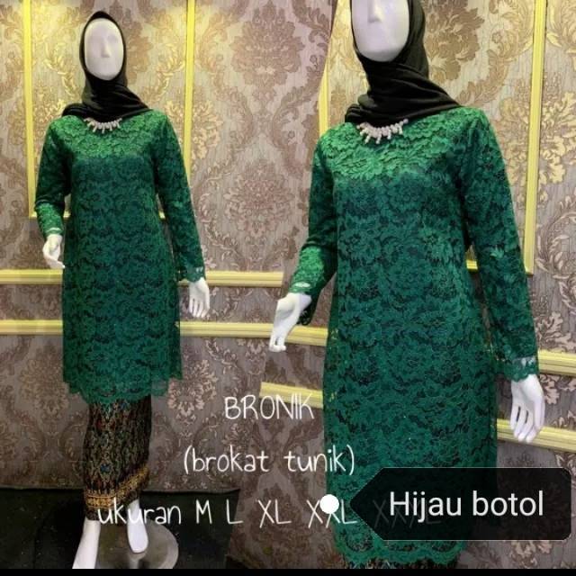Realpictt Set bronik / brokat tunik /tunik brokat /blus tunik/kebaya brokat murah