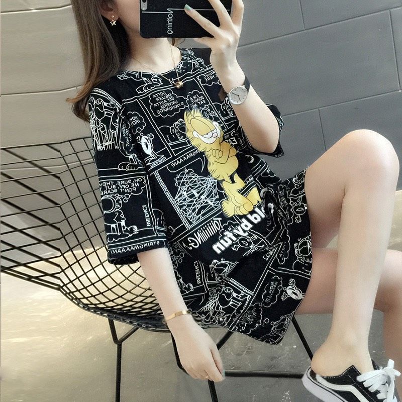 MDLV ~ 2030# Garfield Fun Oversize Tee Overaize Premium Oversize Import Atasan Big size Kaos Oversize Import Fashion cewek Fashion Wanita Fashion Import