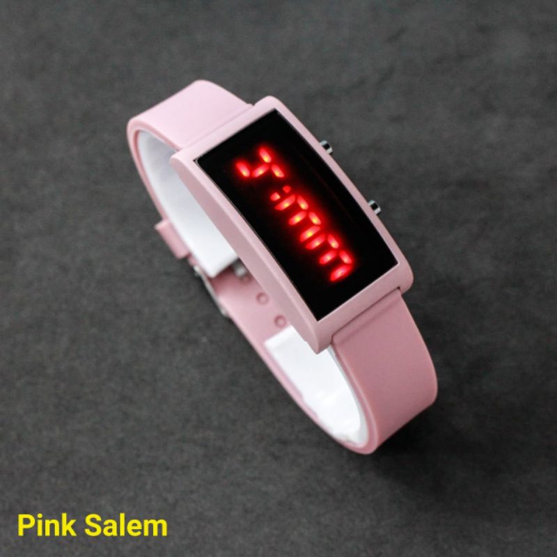 Jam Tangan LED Watch Kotak Cewek Cowok Strap Rubber Warna SEGI KAPSUL