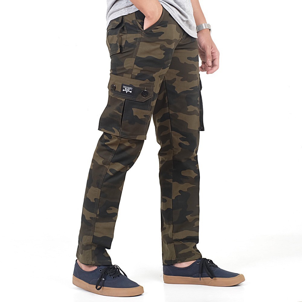 CELANA CARGO TACTICAL PANJANG PRIA ARMY LORENG MODEL SLIMFIT COWOK 28 - 33