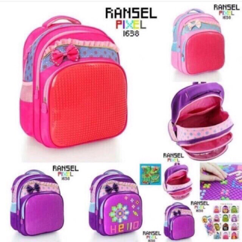 tas Ransel Lego SD kreatif Pixel Puzzle Size 16 inch Import bisa COD