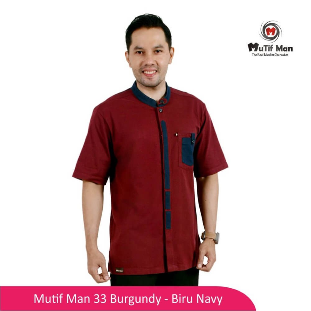 Baju Koko Mutif MTIF - MM0033D Burgundy - Biru Navy