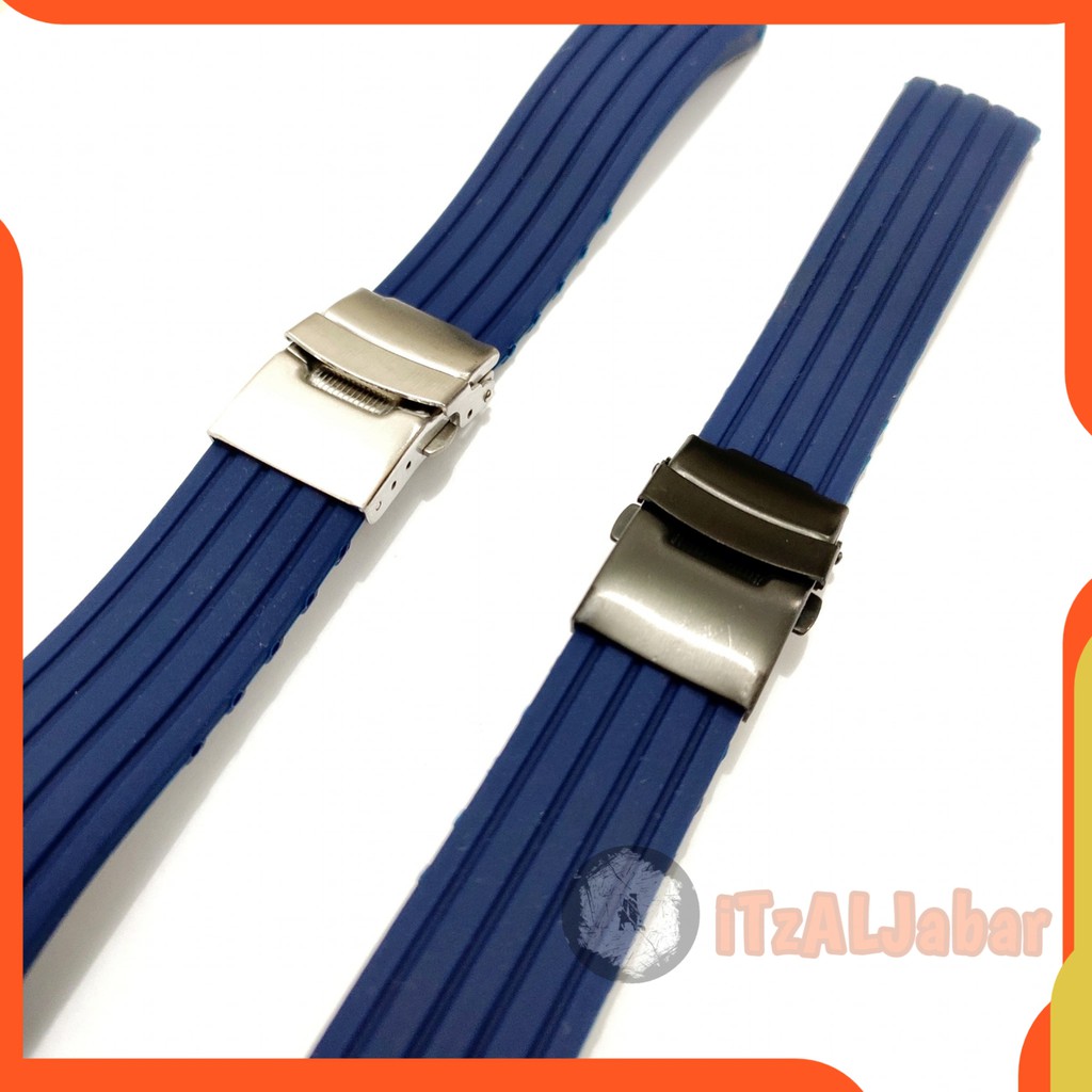 Tali jam tangan Rubber karet engsel strap bracelet biru navy