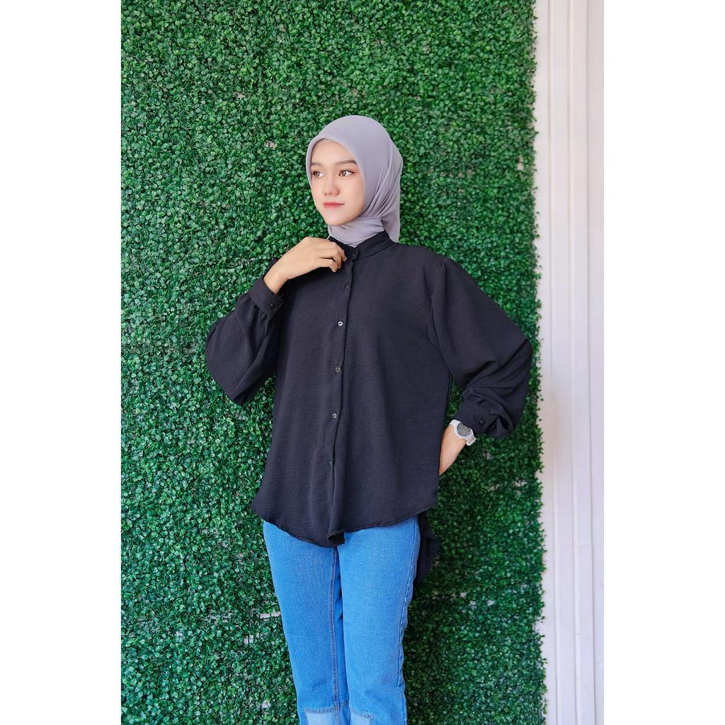 Gewa Kemeja Crinkle Oversized Olivia Shirt - Daily Blouse Oversize Polos - OLIVIA SHIRT KEMEJA WANITA OVERSIZED LINEN