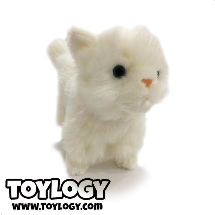 OZCO BONEKA HEWAN KUCING PERSIAN PUTIH   SMALL KITTY CAT STUFFED DOLL BM2219 GT45