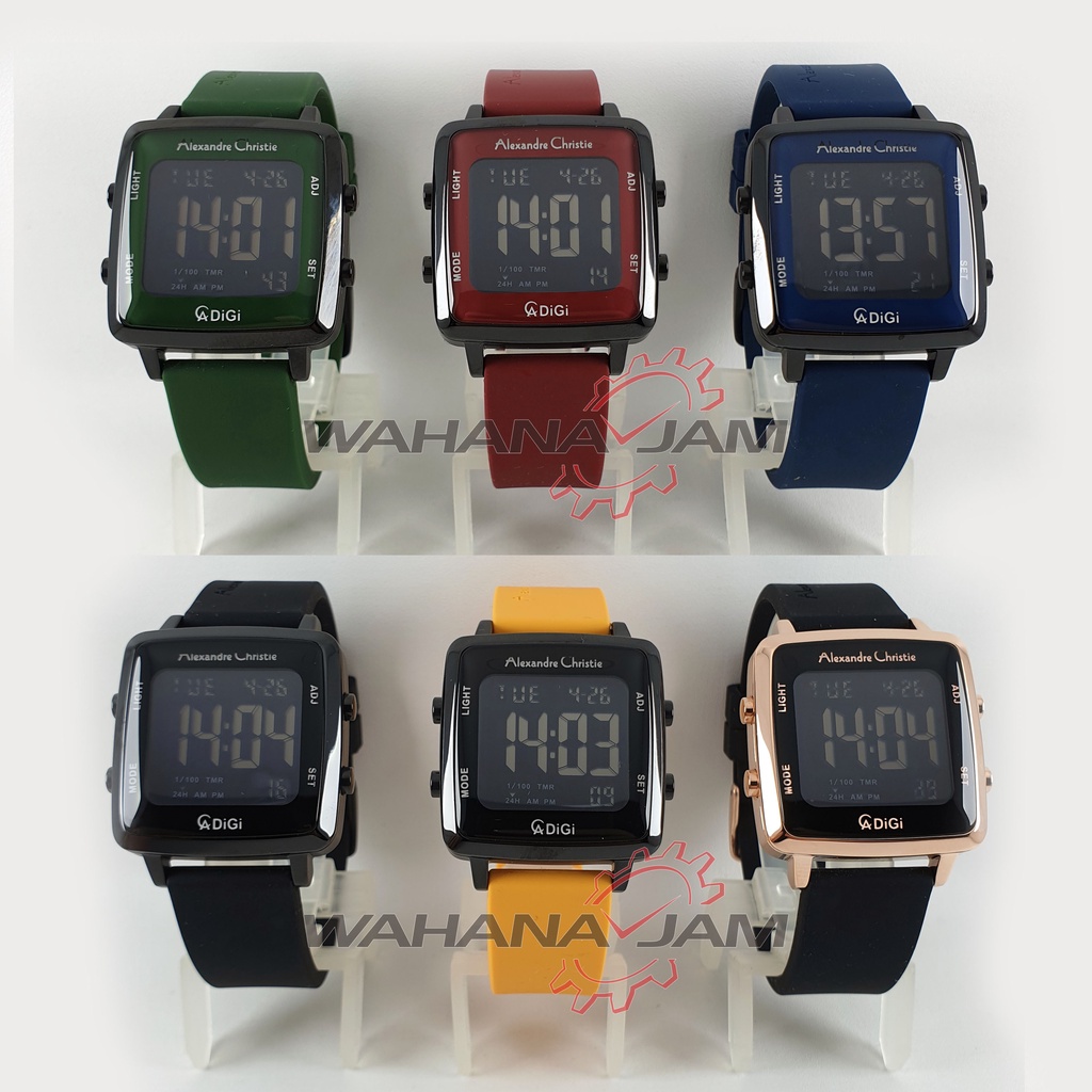 Alexandre Christie AC 9351 MH / Jam Tangan Wanita AC9351 Digital Karet Rubber Kotak Bukan Smartwatch