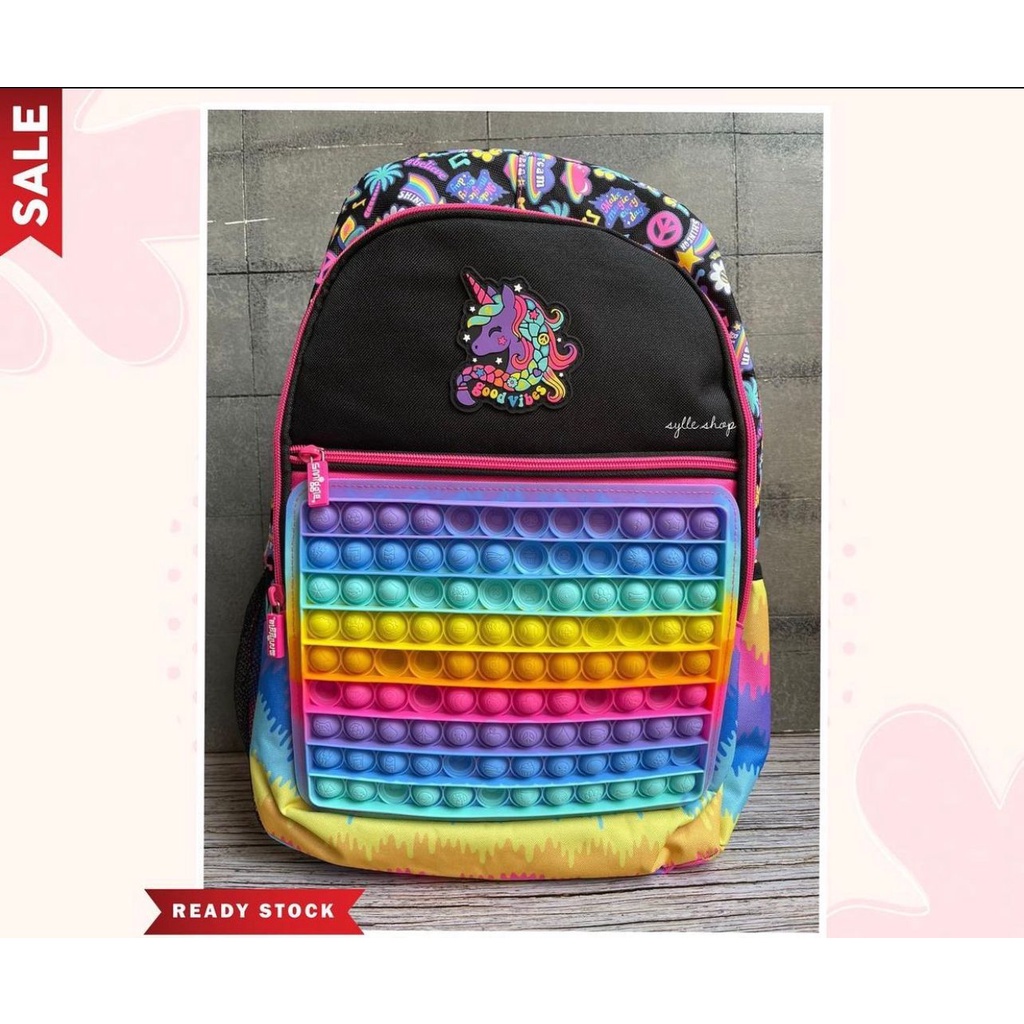 SMIGGLE BACKPACK POP IT BLACK UNICORN - TAS RANSEL SMIGGLE
