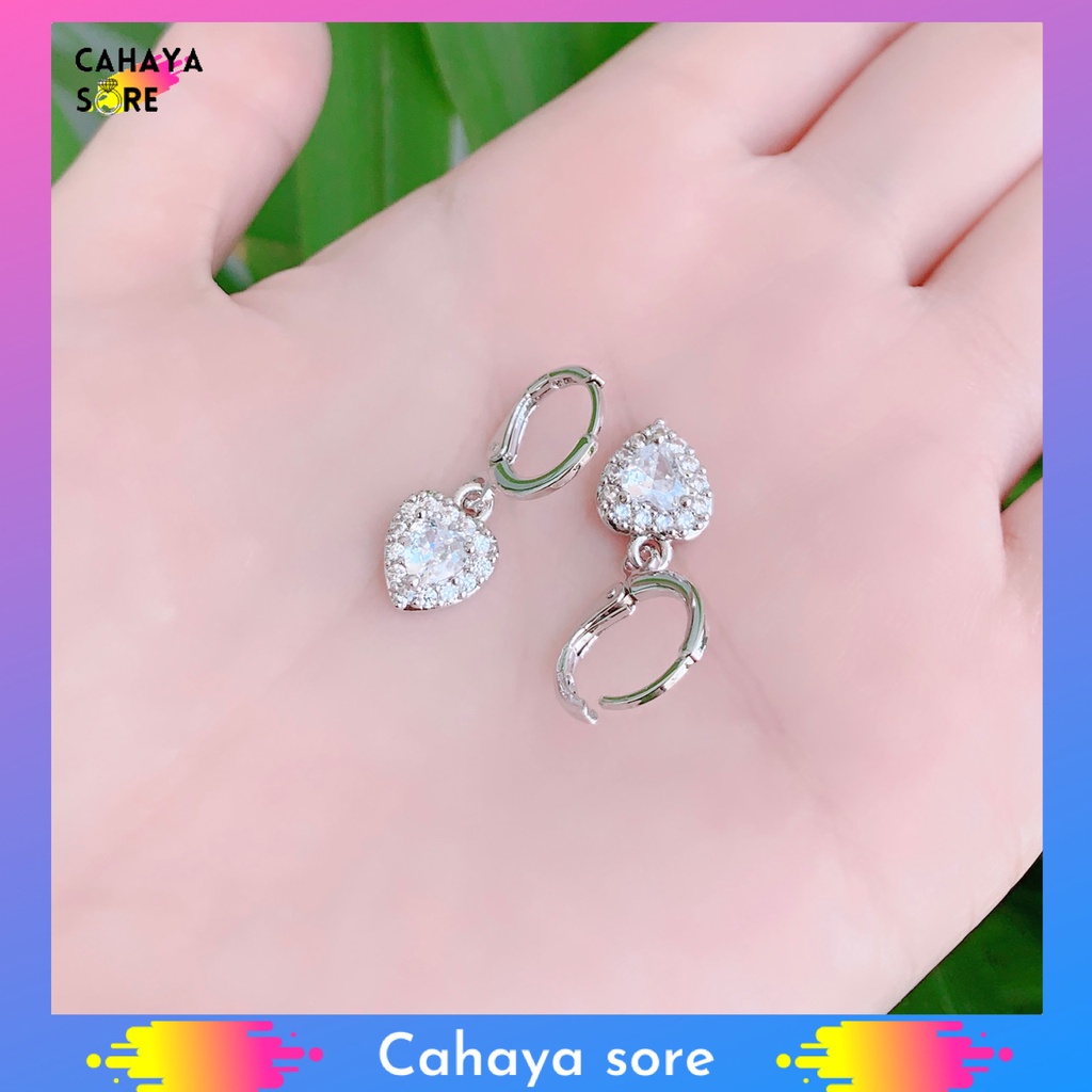 Anting Xuping Silver Anting Dewasa Model Clip Permata Silang Jurai AD16