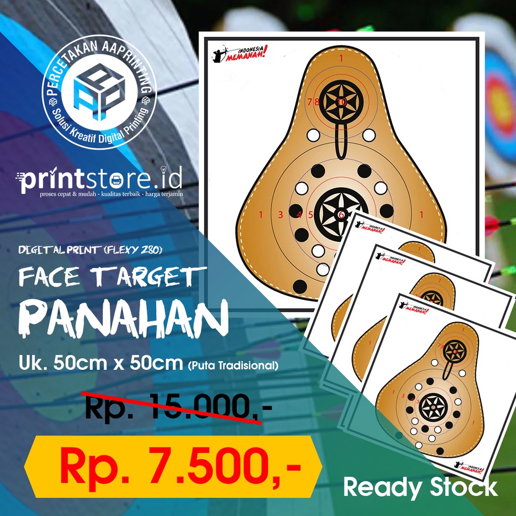 Face target Panahan 50x50cm (Flexy Banner 280) Puta Tradisional