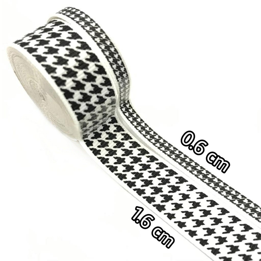 1 METER - 0.6 &amp; 1.6 CM PITA KADO | PITA HAMPERS | PITA MOTIF HITAM PUTIH | BLACK &amp; WHITE