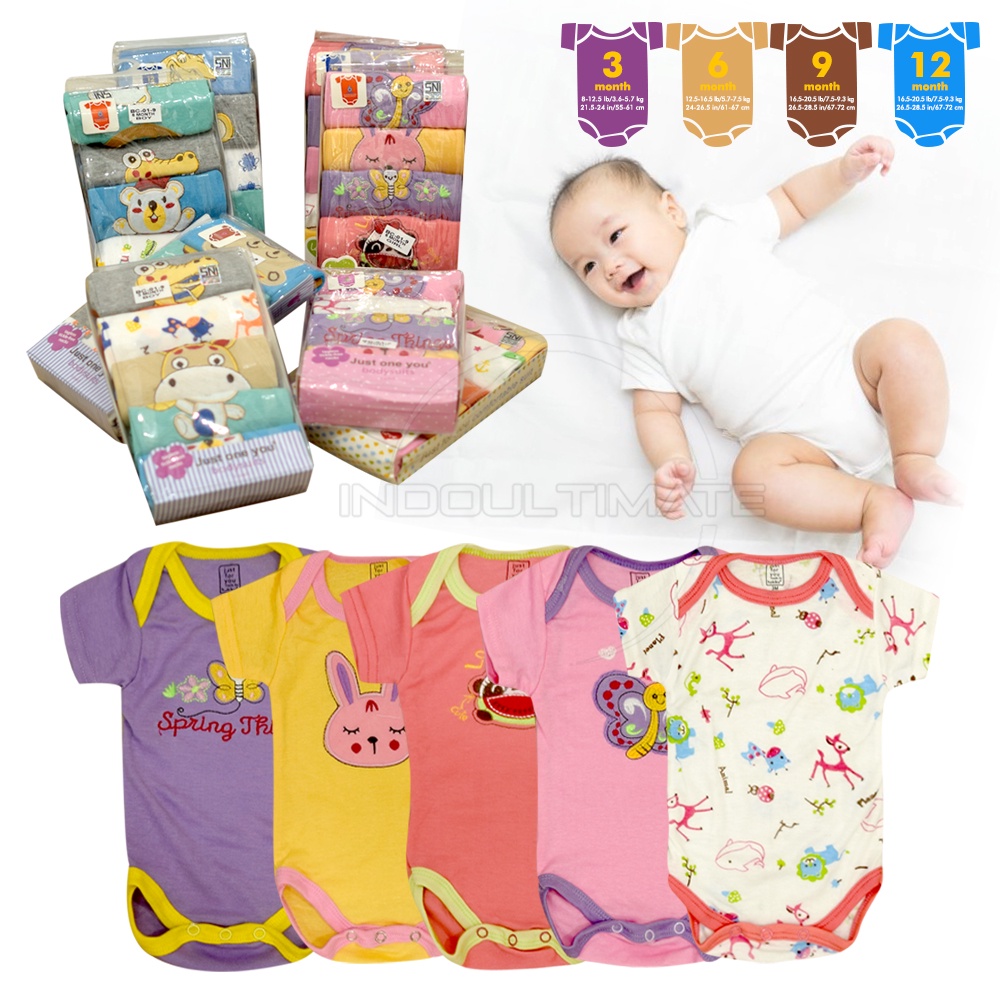 (Bisa COD) 5in1 Jumsuit Bayi 100% COTTON BC-01-9 (Label SNI) Jumper Bayi Bodysuit Bayi Jumpsuit Anak