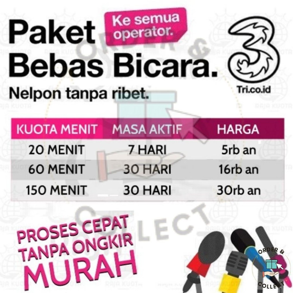 Paket Nelpon Murah Tri  Bebas Bicara Pengisian Kilat