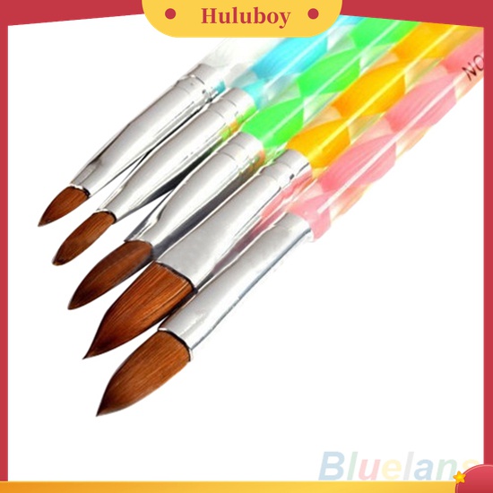 Huluboy Huluboy♡ 5pcs / Set Brush Pen Akrilik Untuk Desain Nail Art 3D DIY