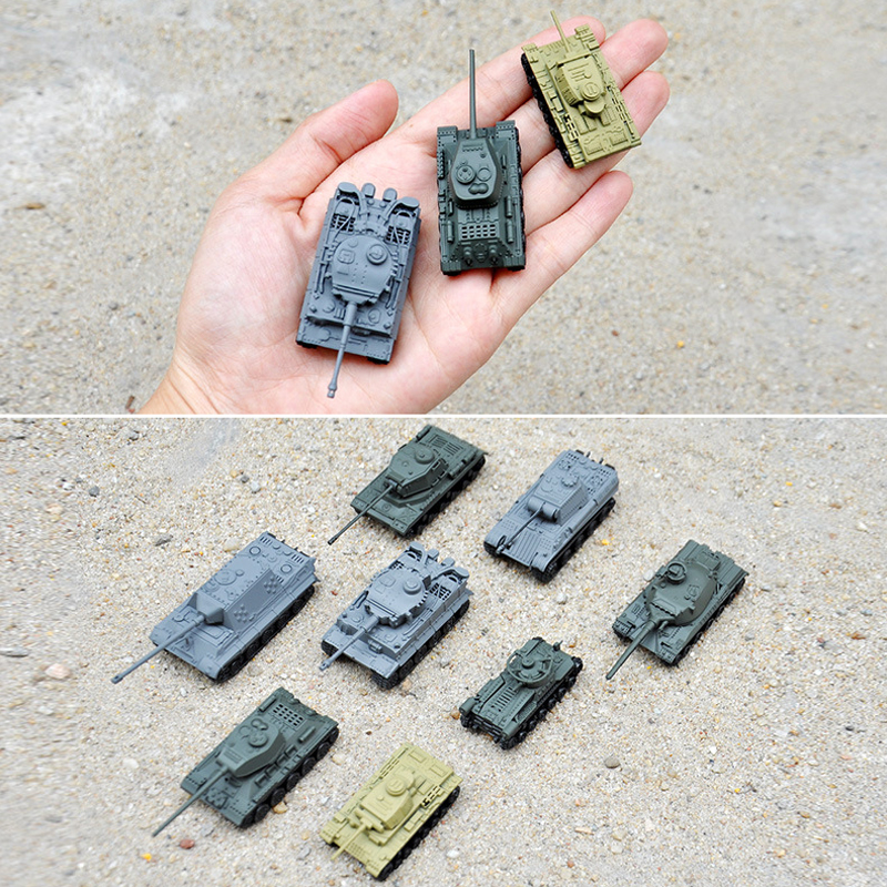 8Pcs Mainan Rakitan Model Tank Baja Tiger Panther 4D Bahan Plastik 1: 144