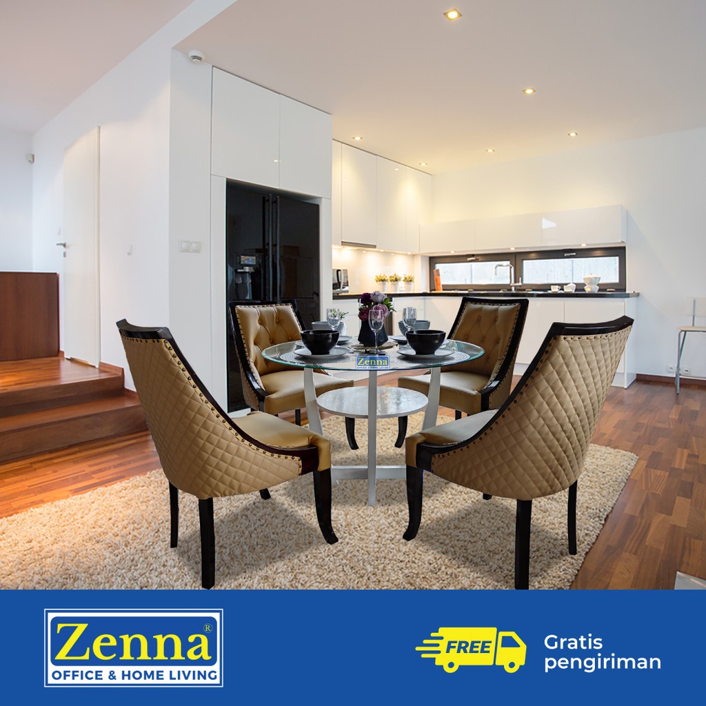 Zenna dining set fazioli 4 chair / meja makan