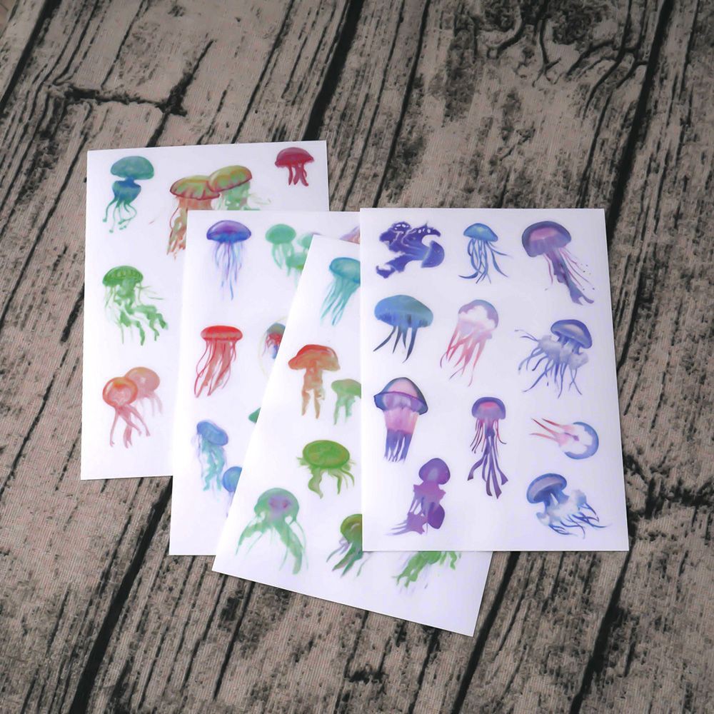 

INDORETAIL | 4 Pcs/Set DIY Ubur-ubur Art Flakes Transparan Stiker Scrapbooking Diary Perencana