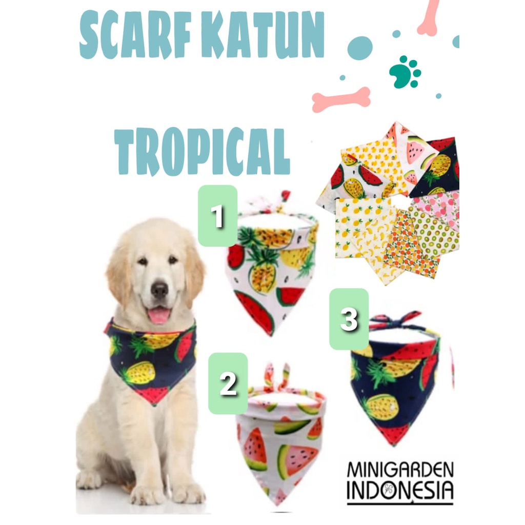 PET COLLAR SCARF KAIN KATUN MOTIF TROPICAL bandana anjing kucing syal slabber