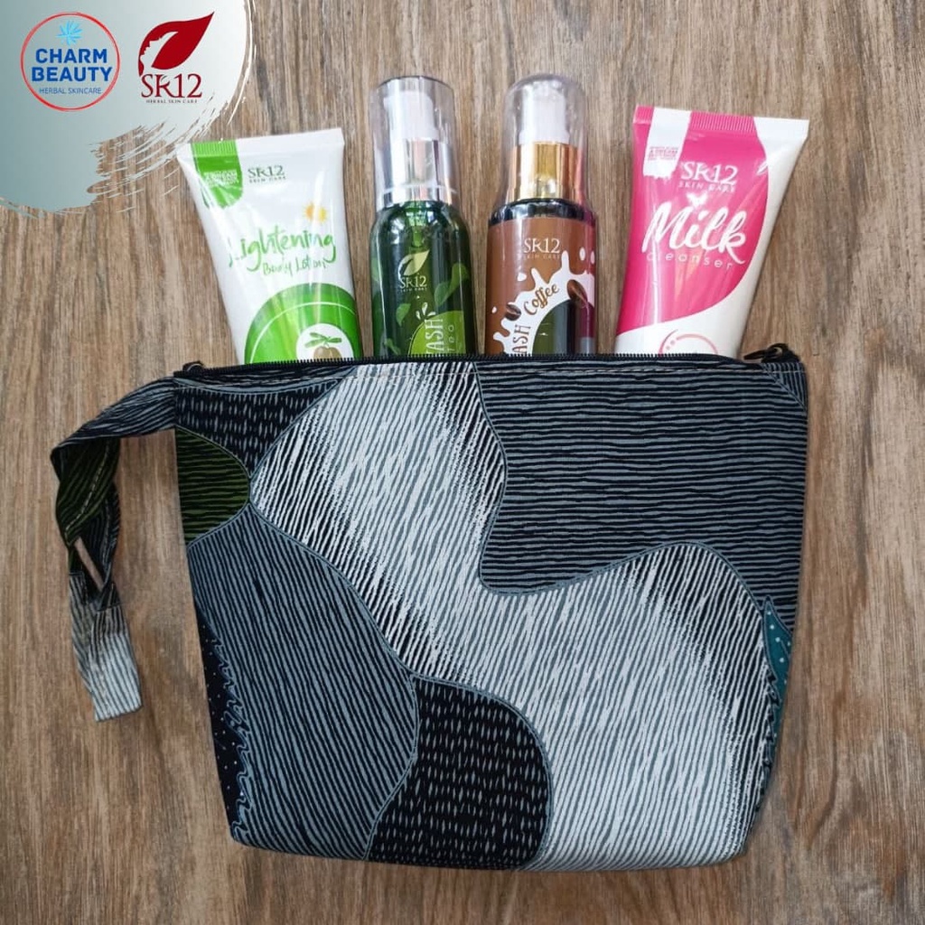 Pouch Clutch Dompet Kosmetik Batik Etnik Jawa Dompet Serbaguna Tempat Menyimpan Skincare SR12 Size 22x16x5cm