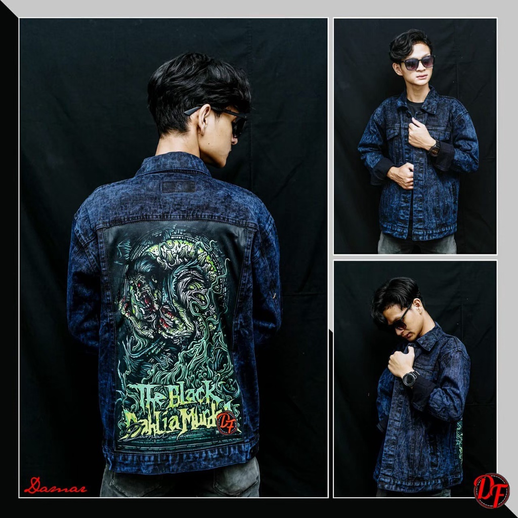 JAKET JEANS GAMBAR BELAKANG - JAKET JEANS SANDWASH MOTIF - JAKET JEANS PRINTING