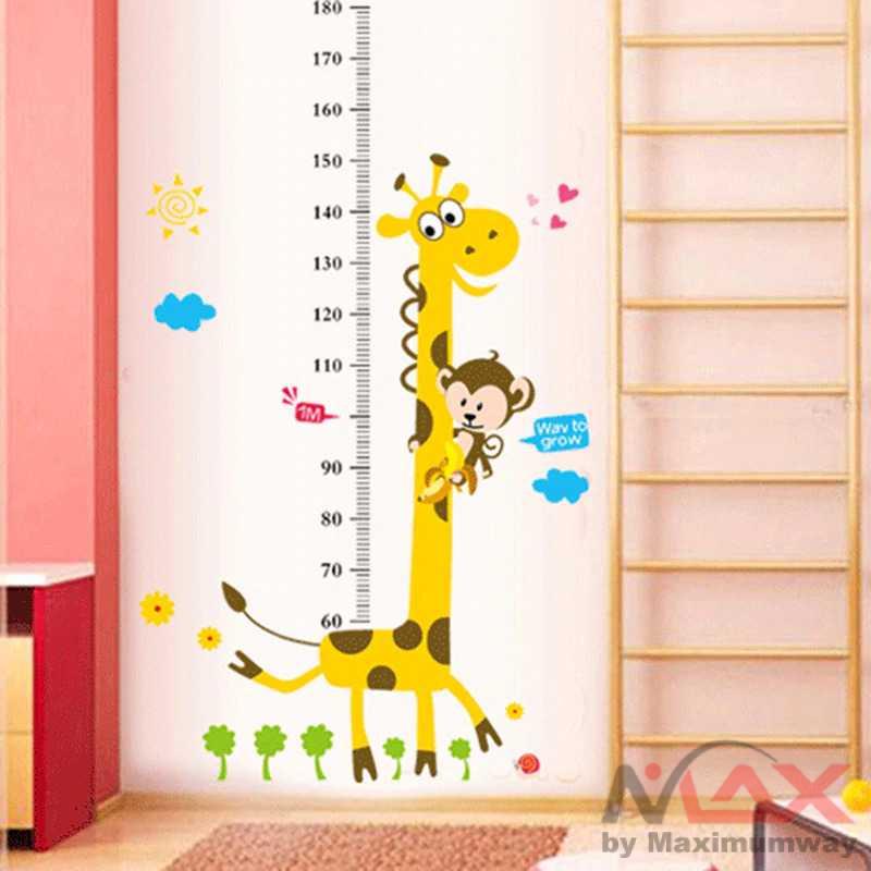 Wallpaper Meteran Tinggi badan anak garisan pengukur tinggi anak NieNie Sticker Wallpaper Dinding Cartoon Giraffe Ruler 50x70cm - Cartoon Animal Giraffe Height Measure Wall Stickers For Kids Rooms Child Bedroom Wall Decoration Home Decor Wall Art PVC