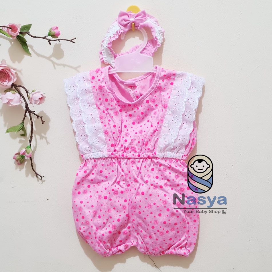 [P-003] Baju Bayi Jumpsuits Bayi Perempuan Lengan Aksen Renda (0-6 bulan) Planet Kids (Planet Kid)