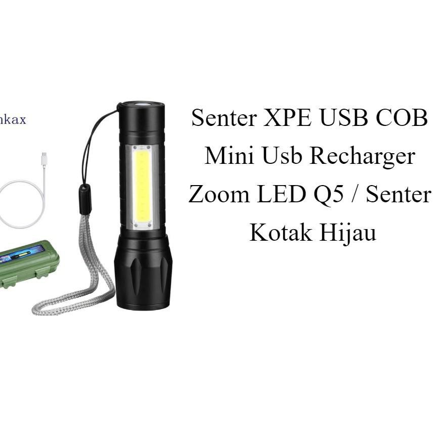 Senter USB COB Mini Usb Recharger Zoom LED Lampu Zoom Obor untuk Camping Outdoor
