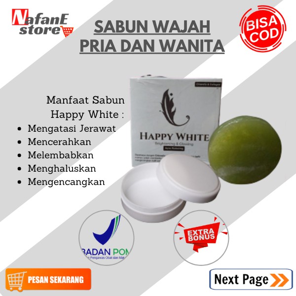 SABUN WAJAH MUKA JERAWAT PELEMBAB PENCERAH WANITA PRIA HAPPY WHITE BRIGHTENING DAN GLOWING