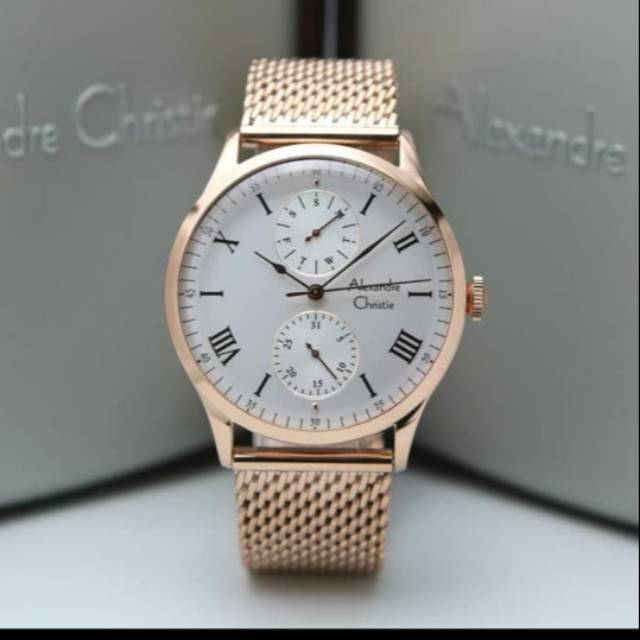 Jam Tangan Pria Alexandre Christie AC 6437 Rosegold Original