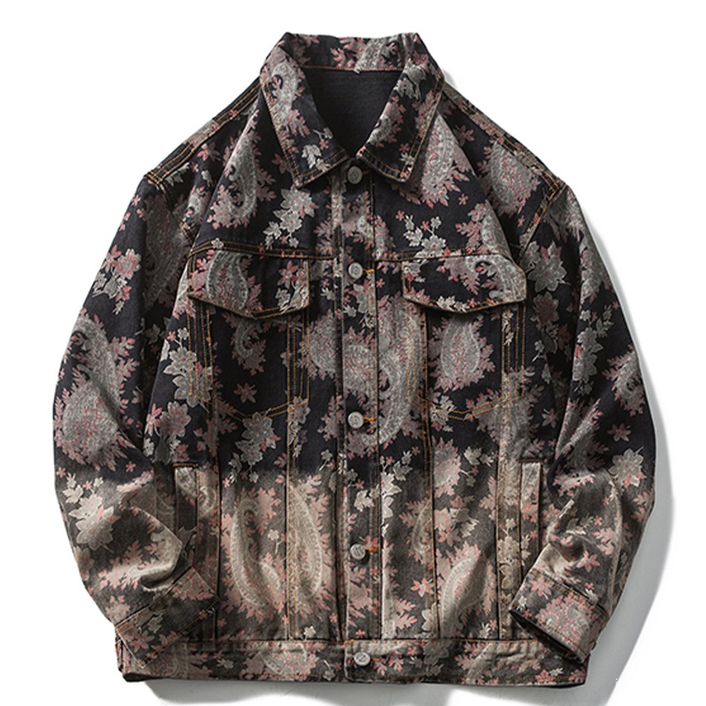 LACIBLE Hip Hop Streetwear Denim Jacket Vintage Gradient Denim Jacket Coat Men 2021 Autumn Casual Ca