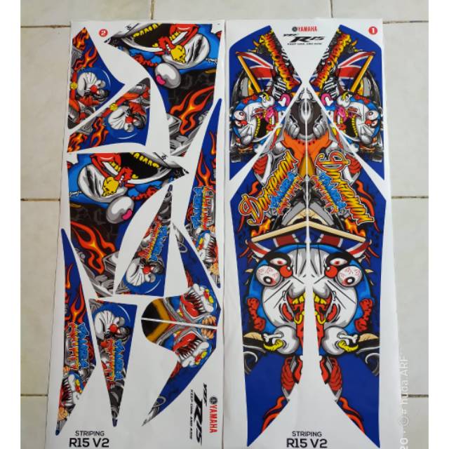 Striping stiker variasi R15 v1v2 doraemon zombie