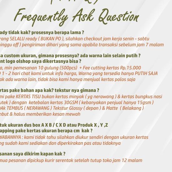 

PROMO 4.4 KERTAS TISU PACKING / KERTAS PACKING OLSHOP 1GULUNG 50LEMBAR