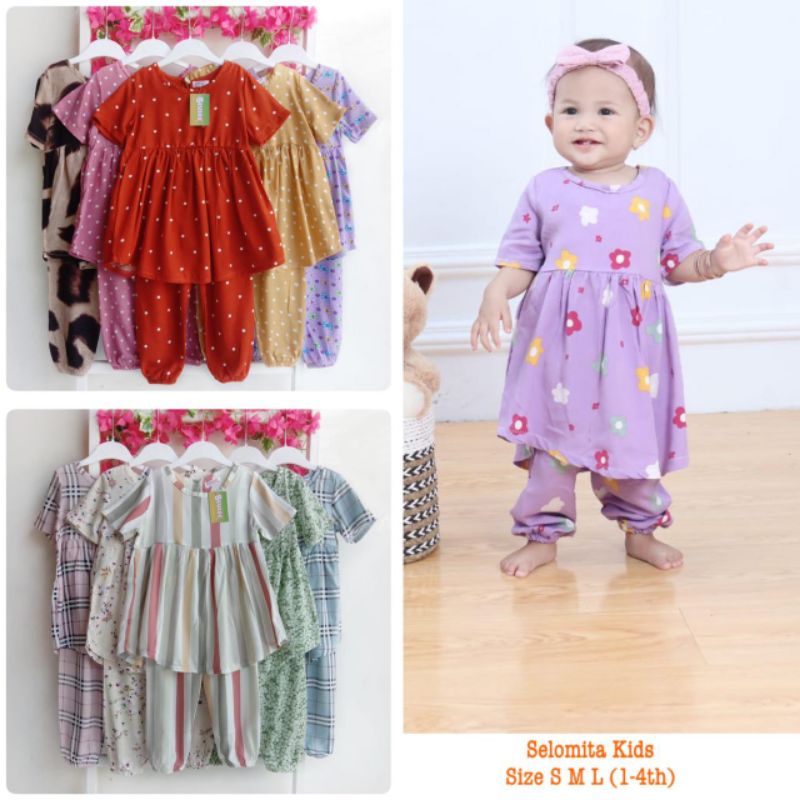 9 bulan -4 Tahun Set Selomita Beuzee Setelan Rayon Anak