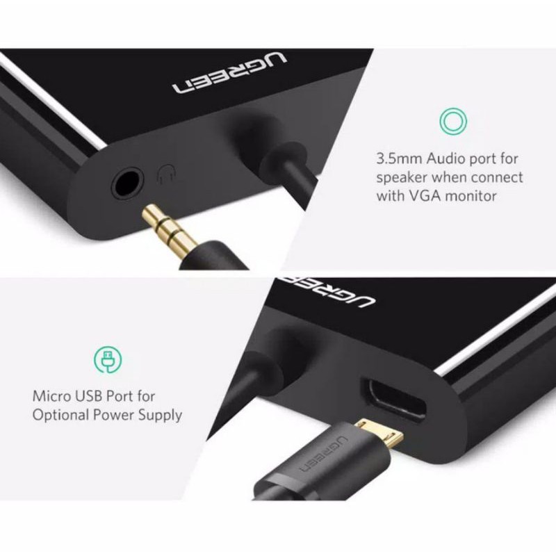 Ugreen Konverter Micro Hdmi to Vga &amp; Hdmi - Ugreen Micro HDMI to VGA Hdmi Female