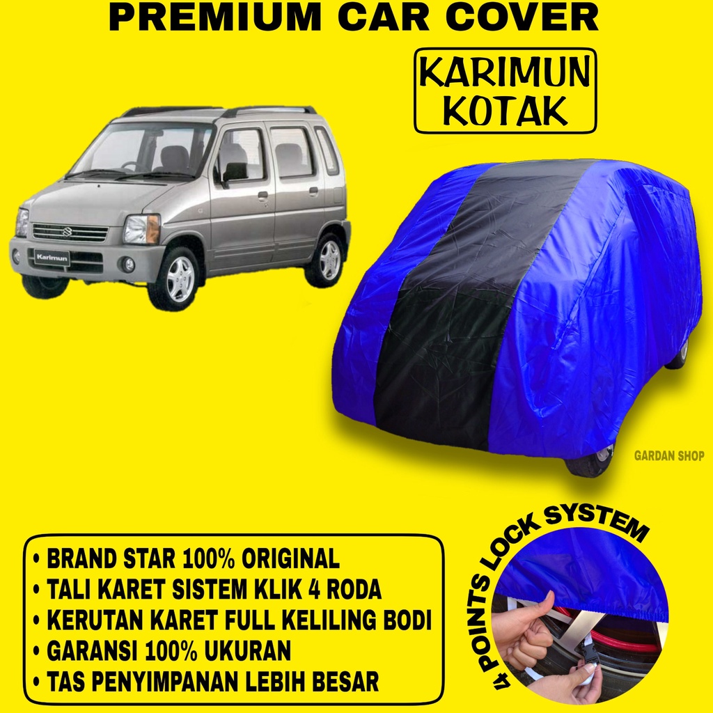 Body Cover KARIMUN KOTAK BIRU HITAM Penutup Bodi Mobil Karimun Kotak Waterproof PREMIUM