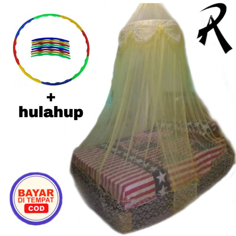 Kelambu + Hula hoop Klambu Gantung Bulat Bahan Tile Tebal Kombinasi Burkat Terbaru Kekinian ORIGINAL