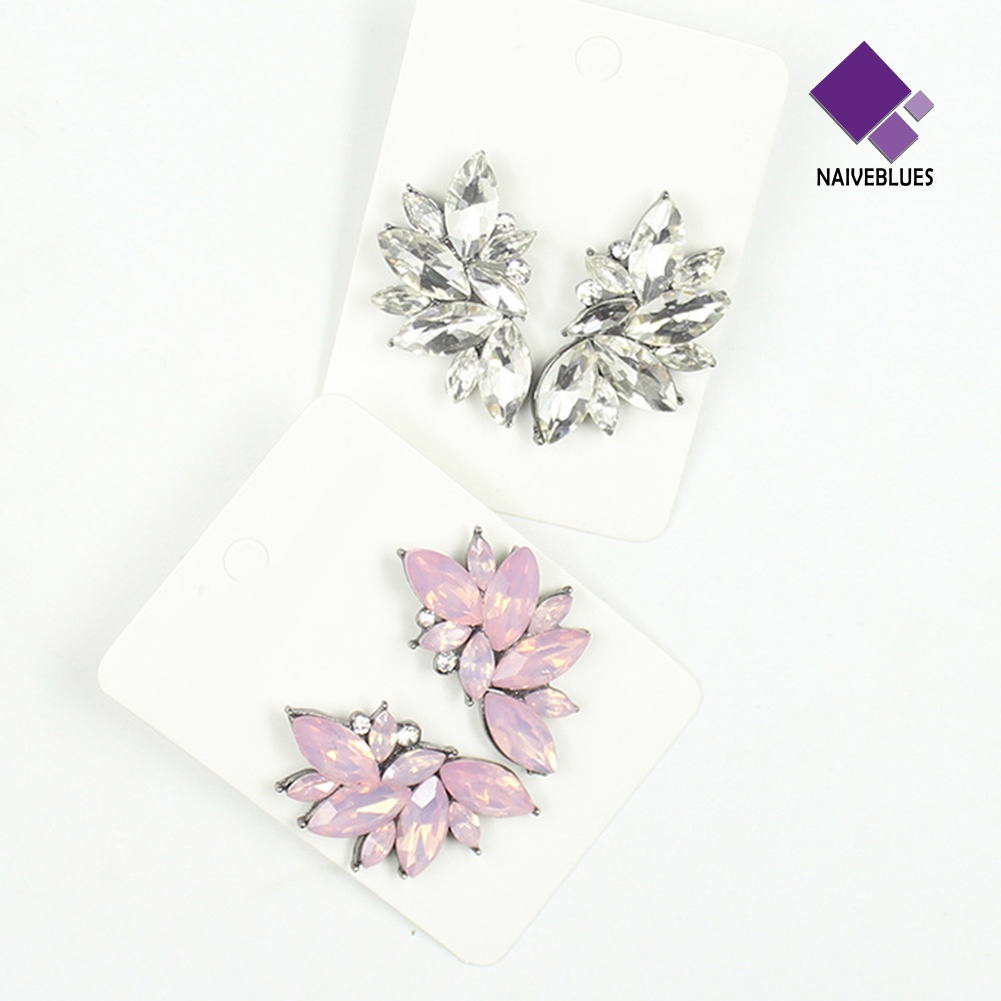 1 Pasang Anting Stud Dangle Berlian Imitasi Untuk Wanita