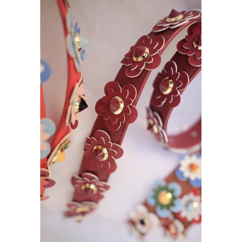 Tali tas Bunga Kulit sintetis Import Merah Flower Strap You Inspired/  bagstrap maroon 105cm